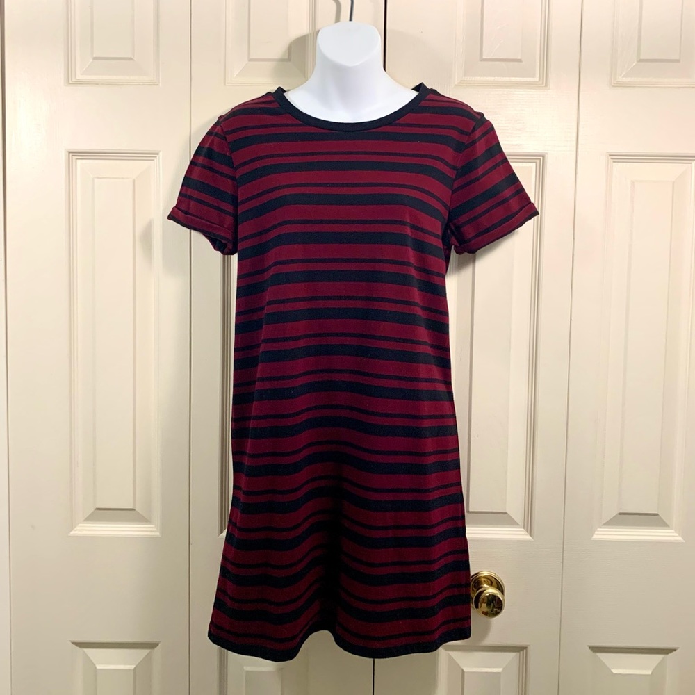 ♥️ 🕶 Striped Burgundy Shirt Dress - Picture 15 of 16